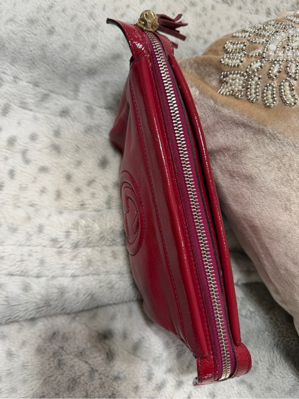Gucci Soho cosmetic red/Plum Patent Leather pouch - Picture 7 of 8